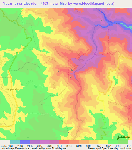 Yucarhuaya,Bolivia Elevation Map