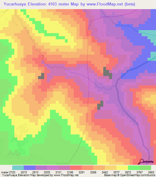 Yucarhuaya,Bolivia Elevation Map