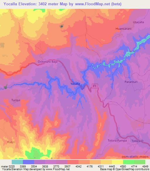 Elevation of Yocalla,Bolivia Elevation Map, Topography, Contour