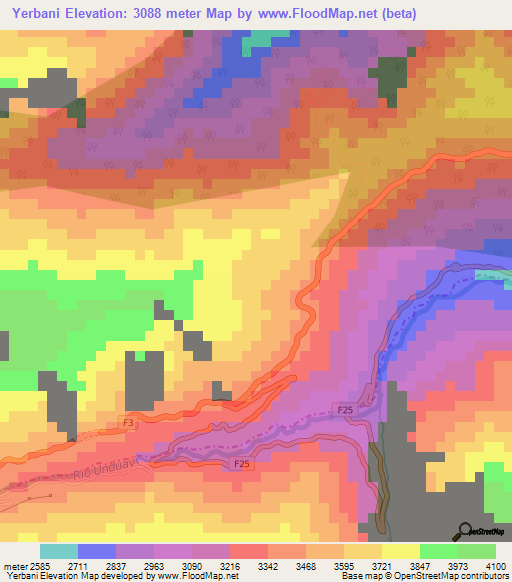 Yerbani,Bolivia Elevation Map