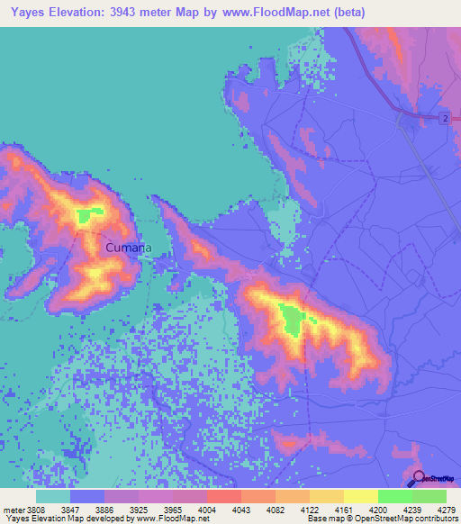 Yayes,Bolivia Elevation Map