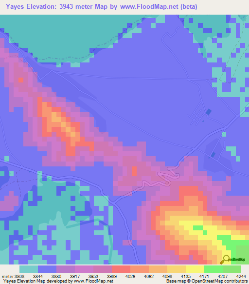 Yayes,Bolivia Elevation Map