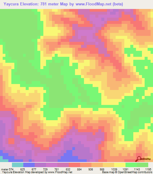 Yaycura,Bolivia Elevation Map