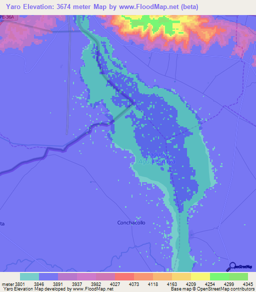 Yaro,Bolivia Elevation Map