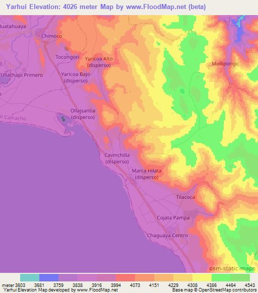 Yarhui,Bolivia Elevation Map