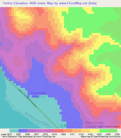 Yarhui,Bolivia Elevation Map