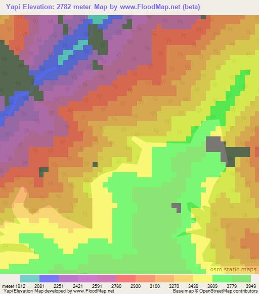 Yapi,Bolivia Elevation Map