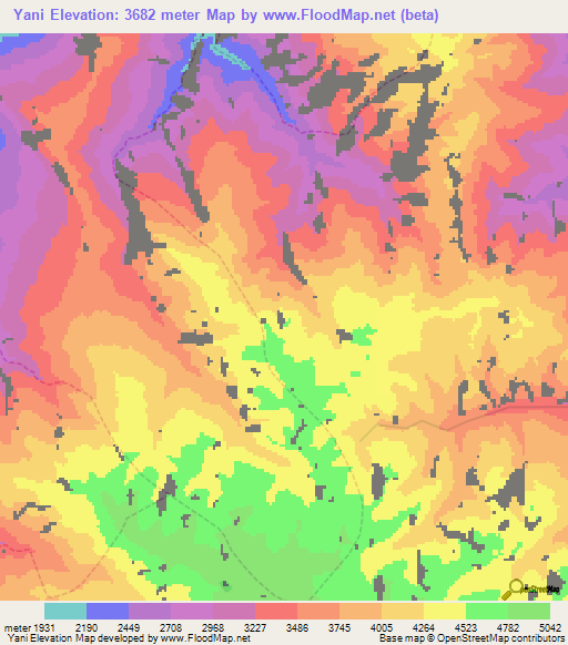 Yani,Bolivia Elevation Map