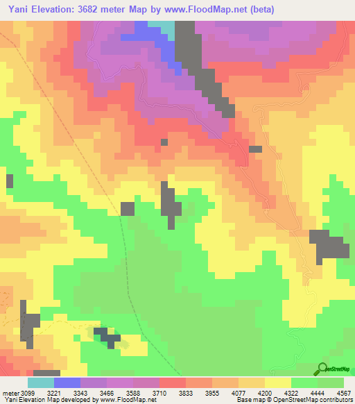 Yani,Bolivia Elevation Map