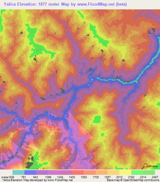 Yalica,Bolivia Elevation Map