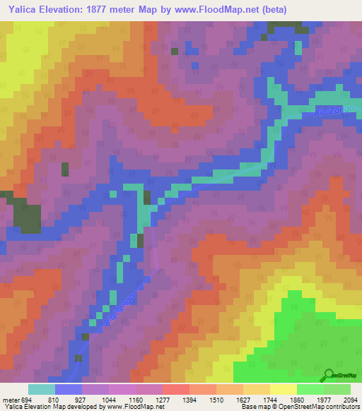 Yalica,Bolivia Elevation Map