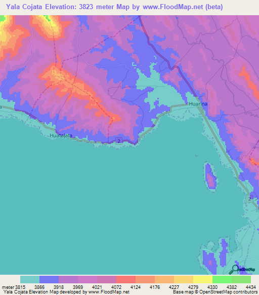 Yala Cojata,Bolivia Elevation Map