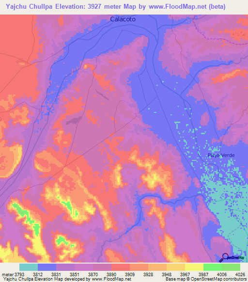 Yajchu Chullpa,Bolivia Elevation Map