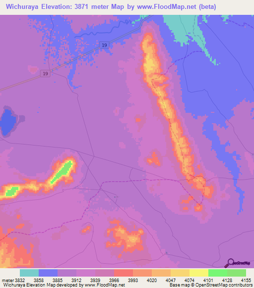 Wichuraya,Bolivia Elevation Map