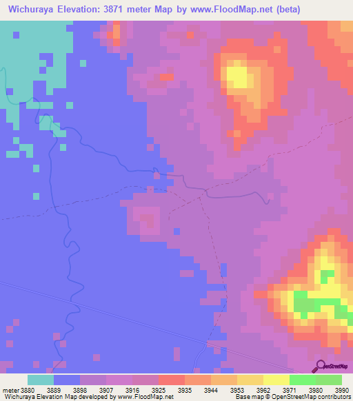 Wichuraya,Bolivia Elevation Map