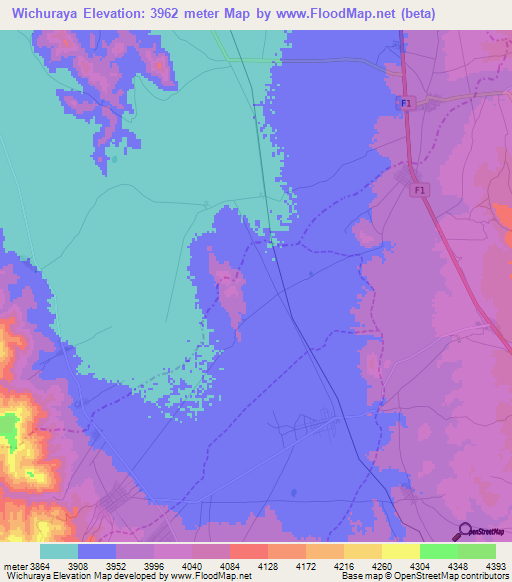 Wichuraya,Bolivia Elevation Map