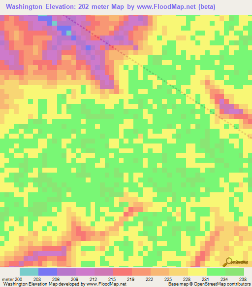 Washington,Bolivia Elevation Map