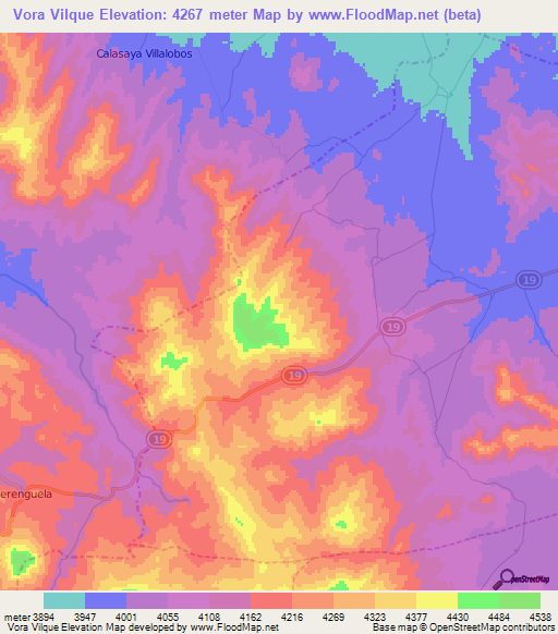 Vora Vilque,Bolivia Elevation Map