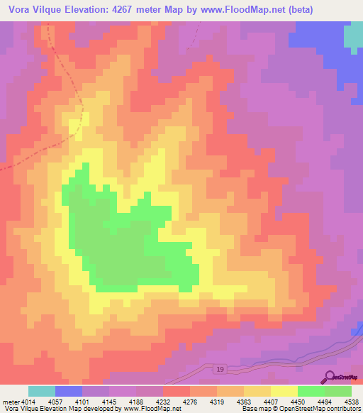 Vora Vilque,Bolivia Elevation Map