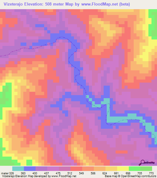 Vizeterajo,Bolivia Elevation Map