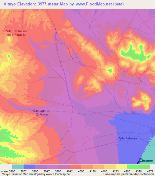 Vituyo,Bolivia Elevation Map