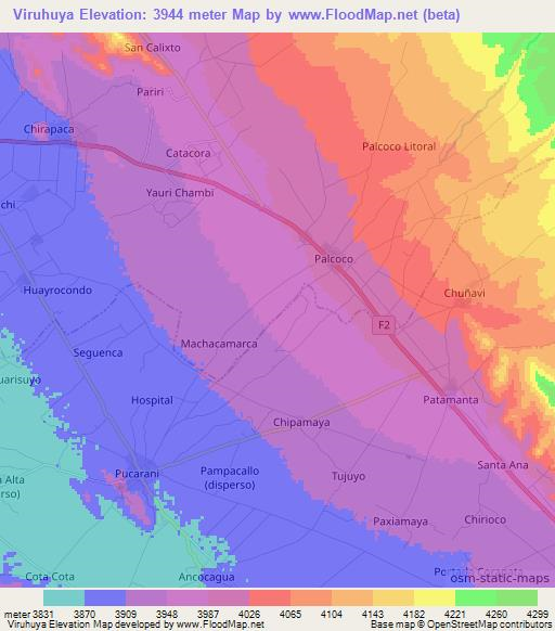 Viruhuya,Bolivia Elevation Map