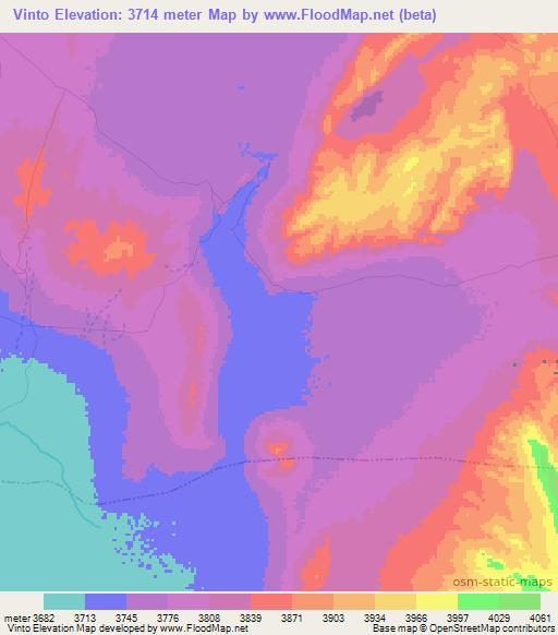 Vinto,Bolivia Elevation Map