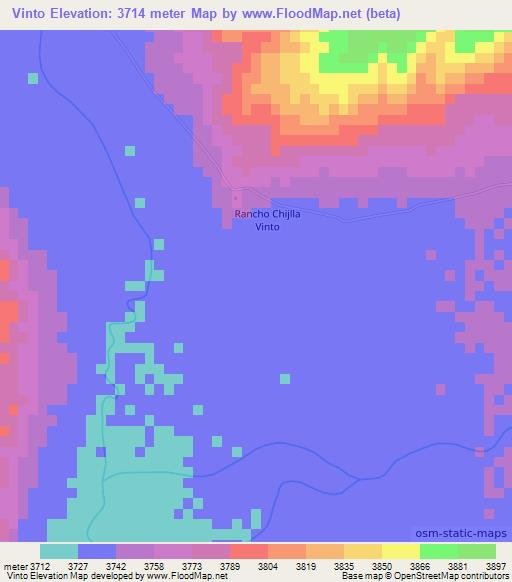 Vinto,Bolivia Elevation Map