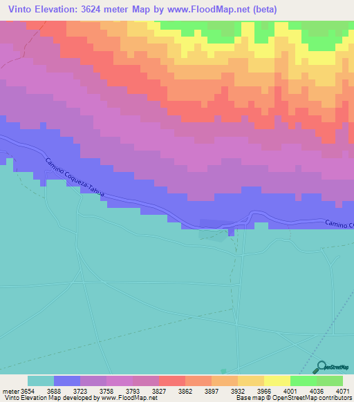 Vinto,Bolivia Elevation Map