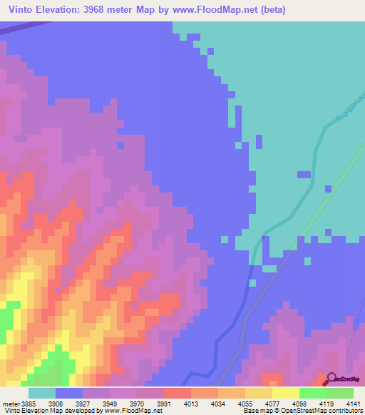 Vinto,Bolivia Elevation Map