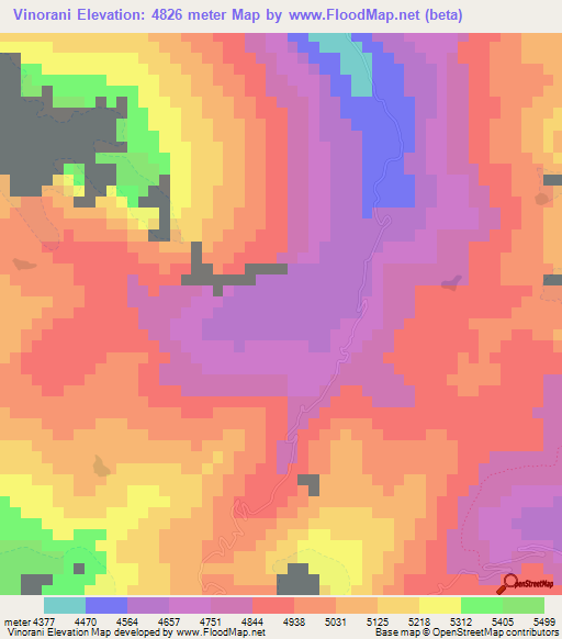 Vinorani,Bolivia Elevation Map