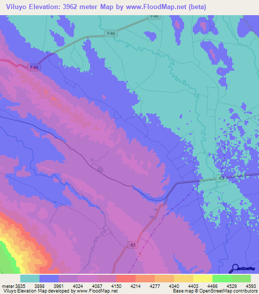 Viluyo,Bolivia Elevation Map