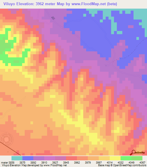 Viluyo,Bolivia Elevation Map