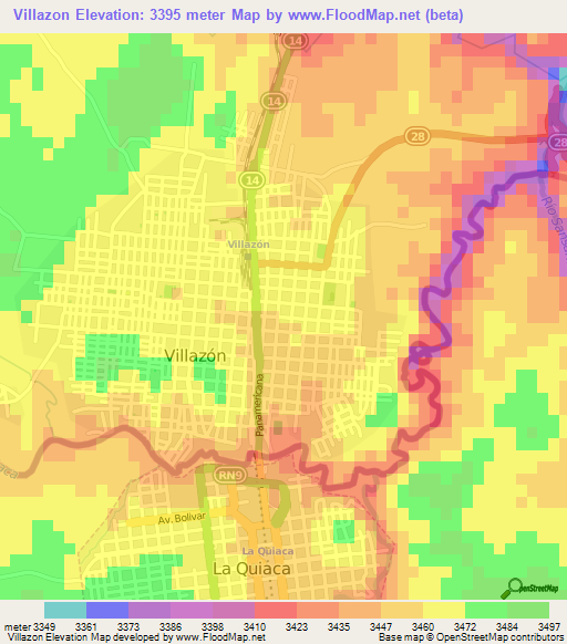 Villazon,Bolivia Elevation Map