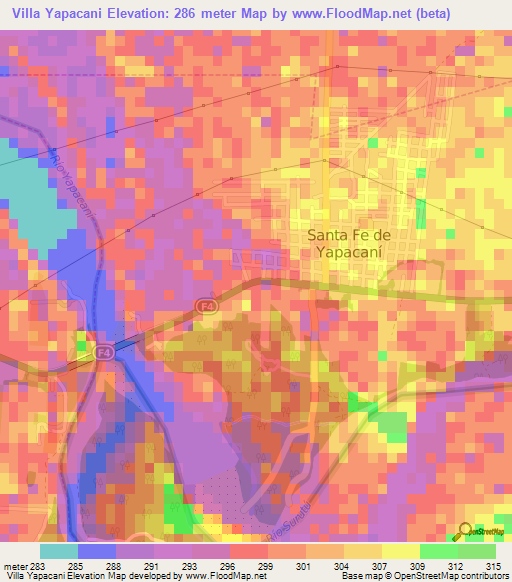 Villa Yapacani,Bolivia Elevation Map