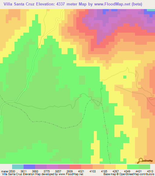 Villa Santa Cruz,Bolivia Elevation Map