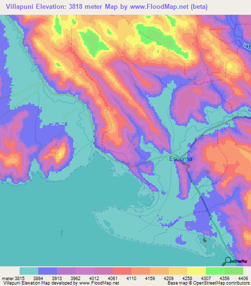 Villapuni,Bolivia Elevation Map