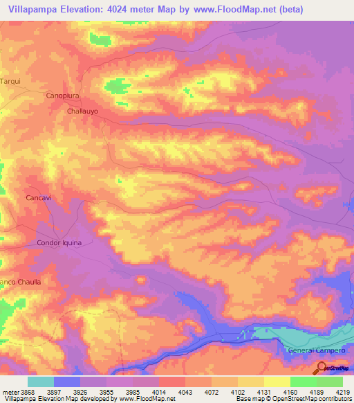 Villapampa,Bolivia Elevation Map