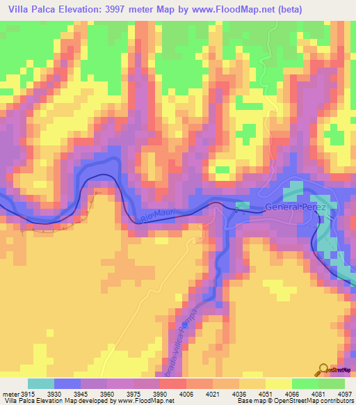 Villa Palca,Bolivia Elevation Map