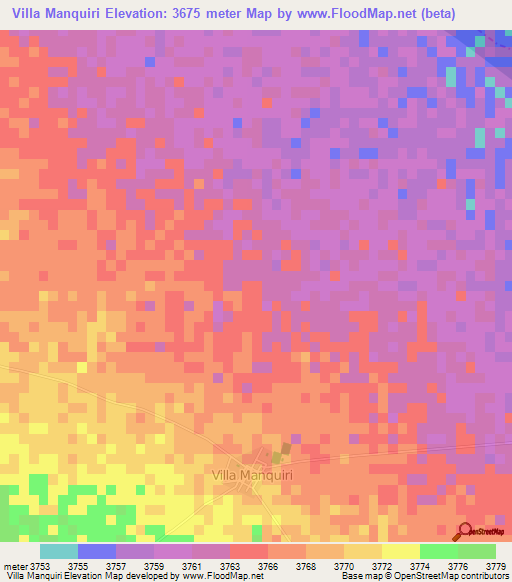 Villa Manquiri,Bolivia Elevation Map