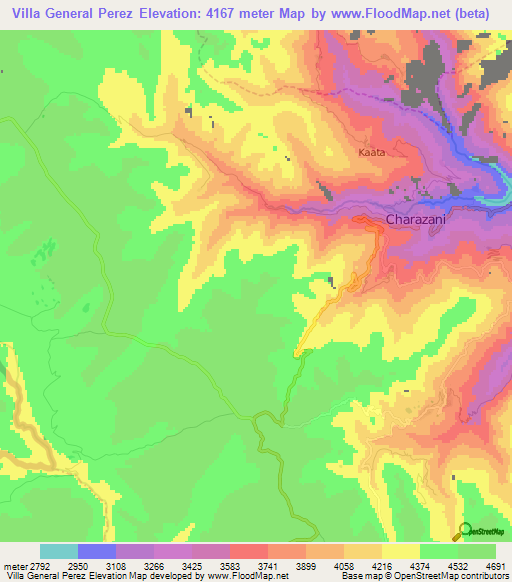 Villa General Perez,Bolivia Elevation Map