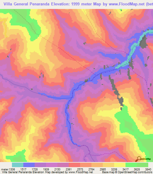 Villa General Penaranda,Bolivia Elevation Map