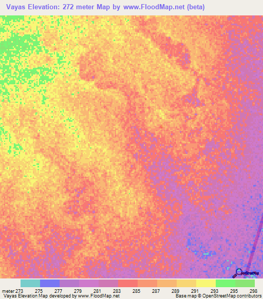 Vayas,Bolivia Elevation Map