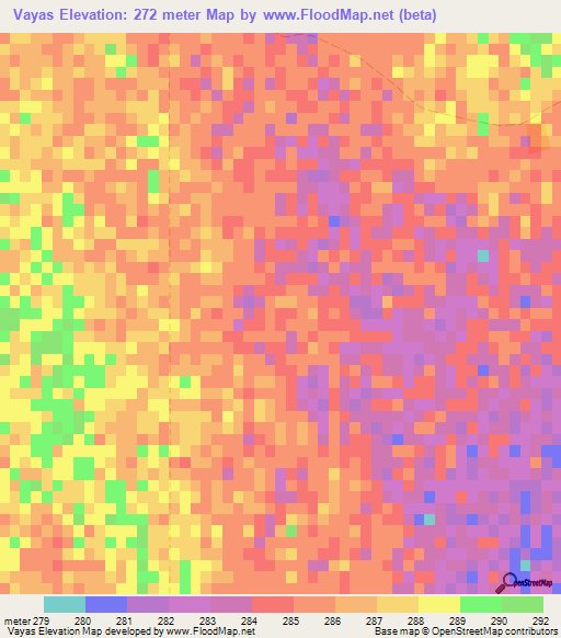 Vayas,Bolivia Elevation Map