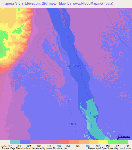 Tapera Vieja,Bolivia Elevation Map