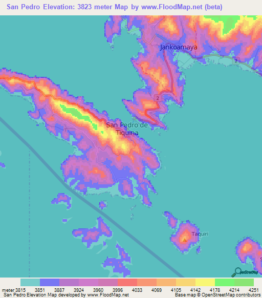 San Pedro,Bolivia Elevation Map