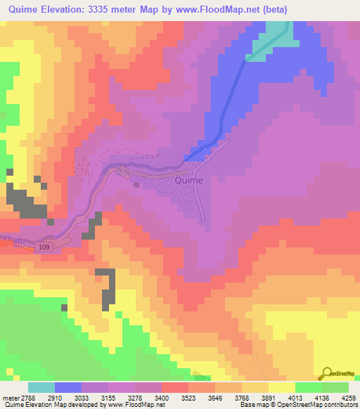 Quime,Bolivia Elevation Map