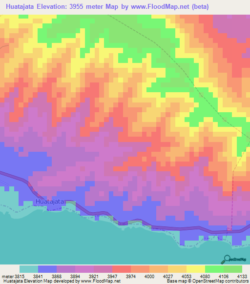 Huatajata,Bolivia Elevation Map