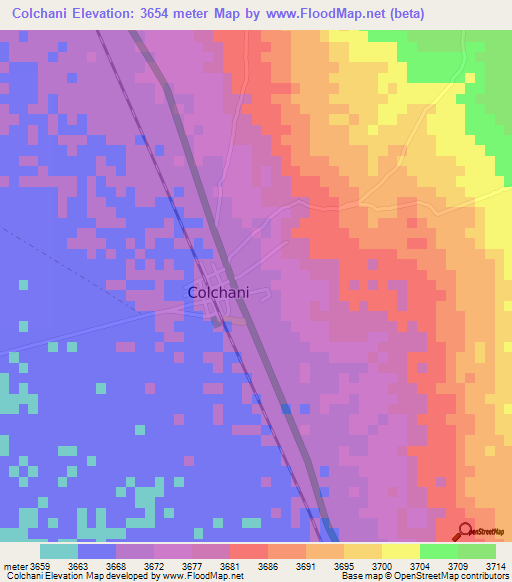 Colchani,Bolivia Elevation Map