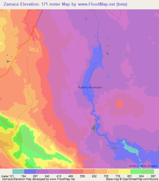 Zamaca,Peru Elevation Map